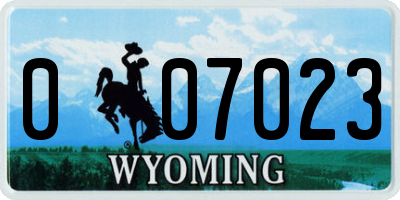 WY license plate 007023