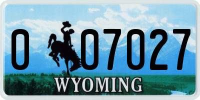 WY license plate 007027