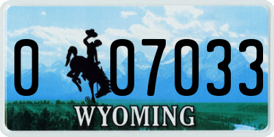 WY license plate 007033