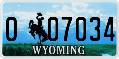 WY license plate 007034
