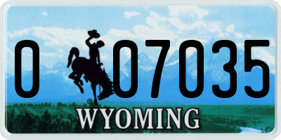 WY license plate 007035