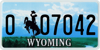 WY license plate 007042