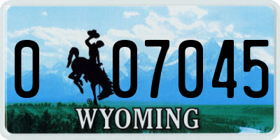 WY license plate 007045