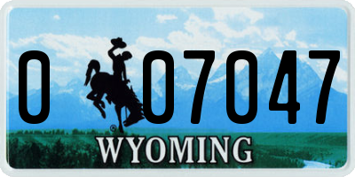 WY license plate 007047