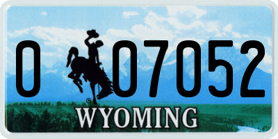 WY license plate 007052