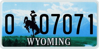 WY license plate 007071