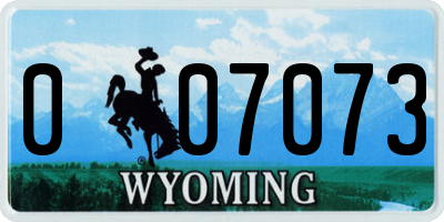 WY license plate 007073