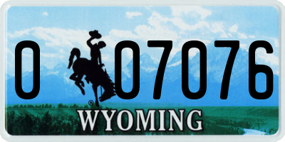 WY license plate 007076