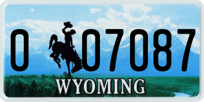 WY license plate 007087