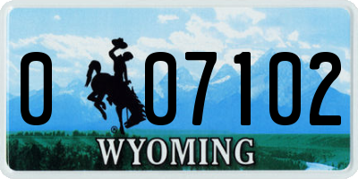 WY license plate 007102