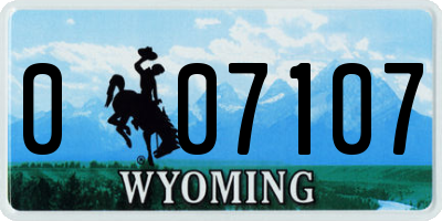 WY license plate 007107