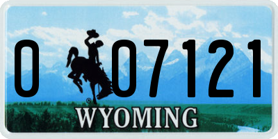 WY license plate 007121