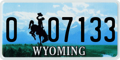 WY license plate 007133