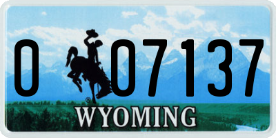 WY license plate 007137