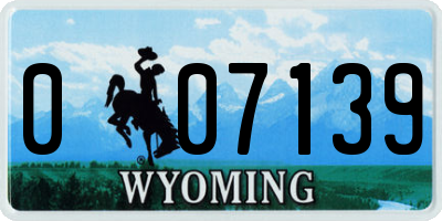 WY license plate 007139