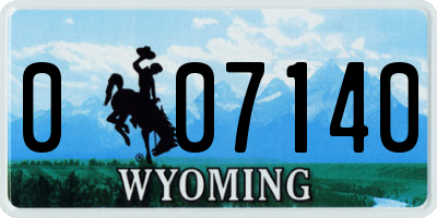 WY license plate 007140