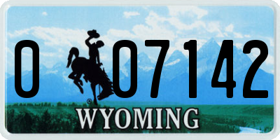 WY license plate 007142