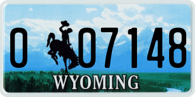 WY license plate 007148