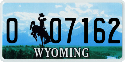 WY license plate 007162