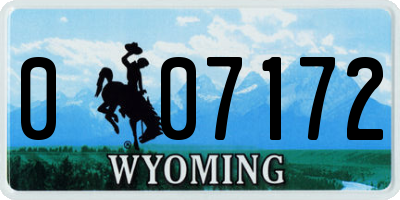 WY license plate 007172