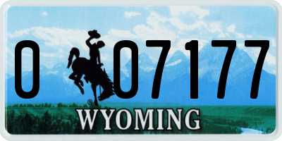 WY license plate 007177