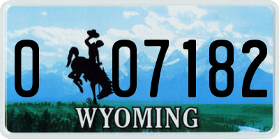 WY license plate 007182