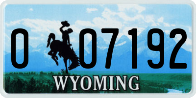 WY license plate 007192