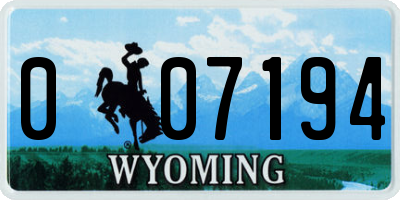 WY license plate 007194