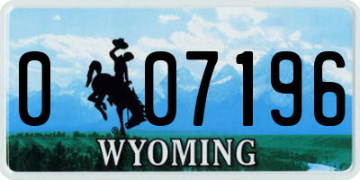 WY license plate 007196