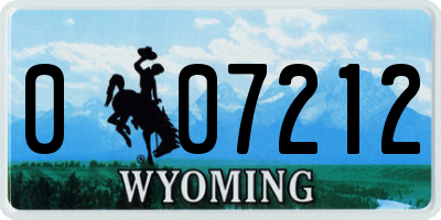 WY license plate 007212