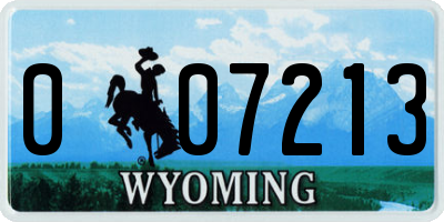 WY license plate 007213