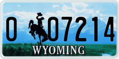 WY license plate 007214