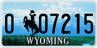 WY license plate 007215