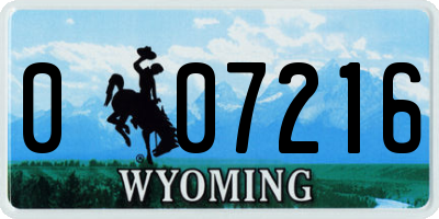 WY license plate 007216