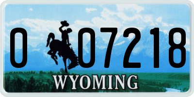WY license plate 007218