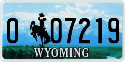 WY license plate 007219