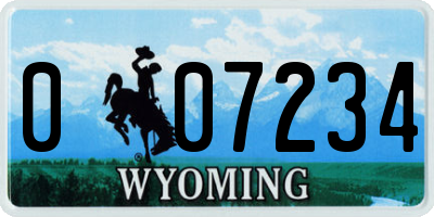 WY license plate 007234