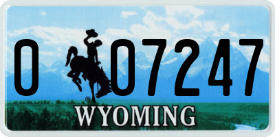 WY license plate 007247