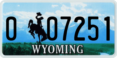 WY license plate 007251