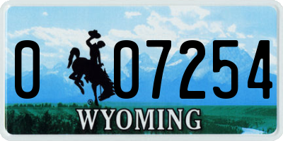 WY license plate 007254