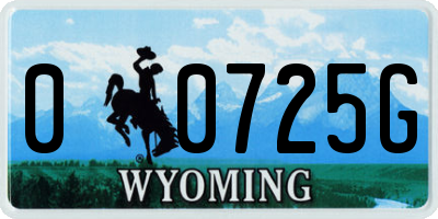 WY license plate 00725G