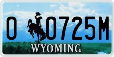 WY license plate 00725M