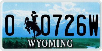 WY license plate 00726W