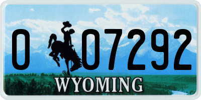 WY license plate 007292