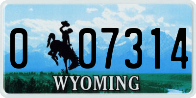 WY license plate 007314