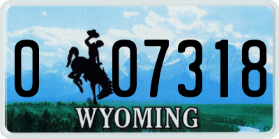 WY license plate 007318