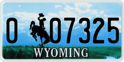 WY license plate 007325