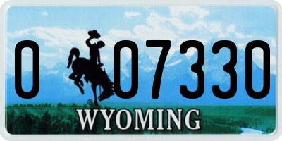 WY license plate 007330