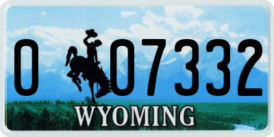 WY license plate 007332