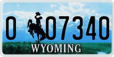 WY license plate 007340